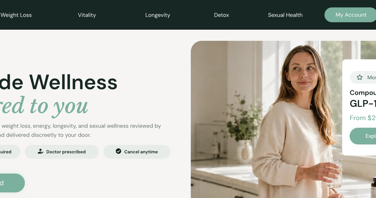 Everwell home page showing its clinician-guided peptide wellness programme